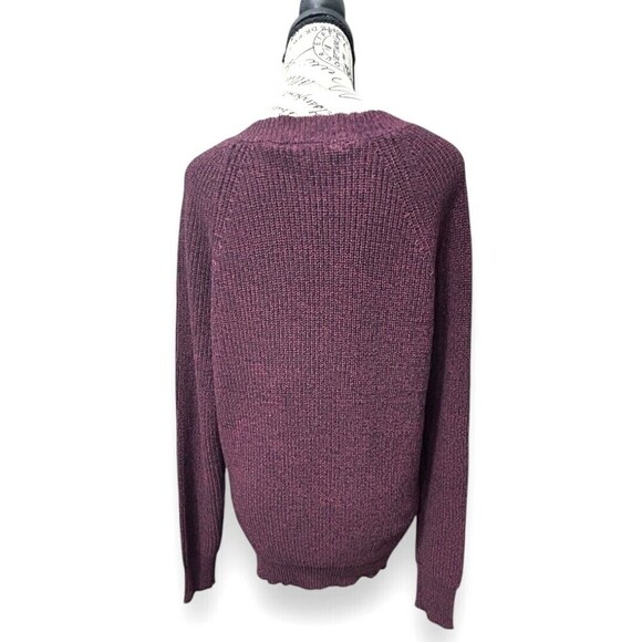 New BCBGMAXAZRIA Burgundy Ribbed Knit Oversized Sweater Academia Preppy Sz Small - Picture 5 of 9